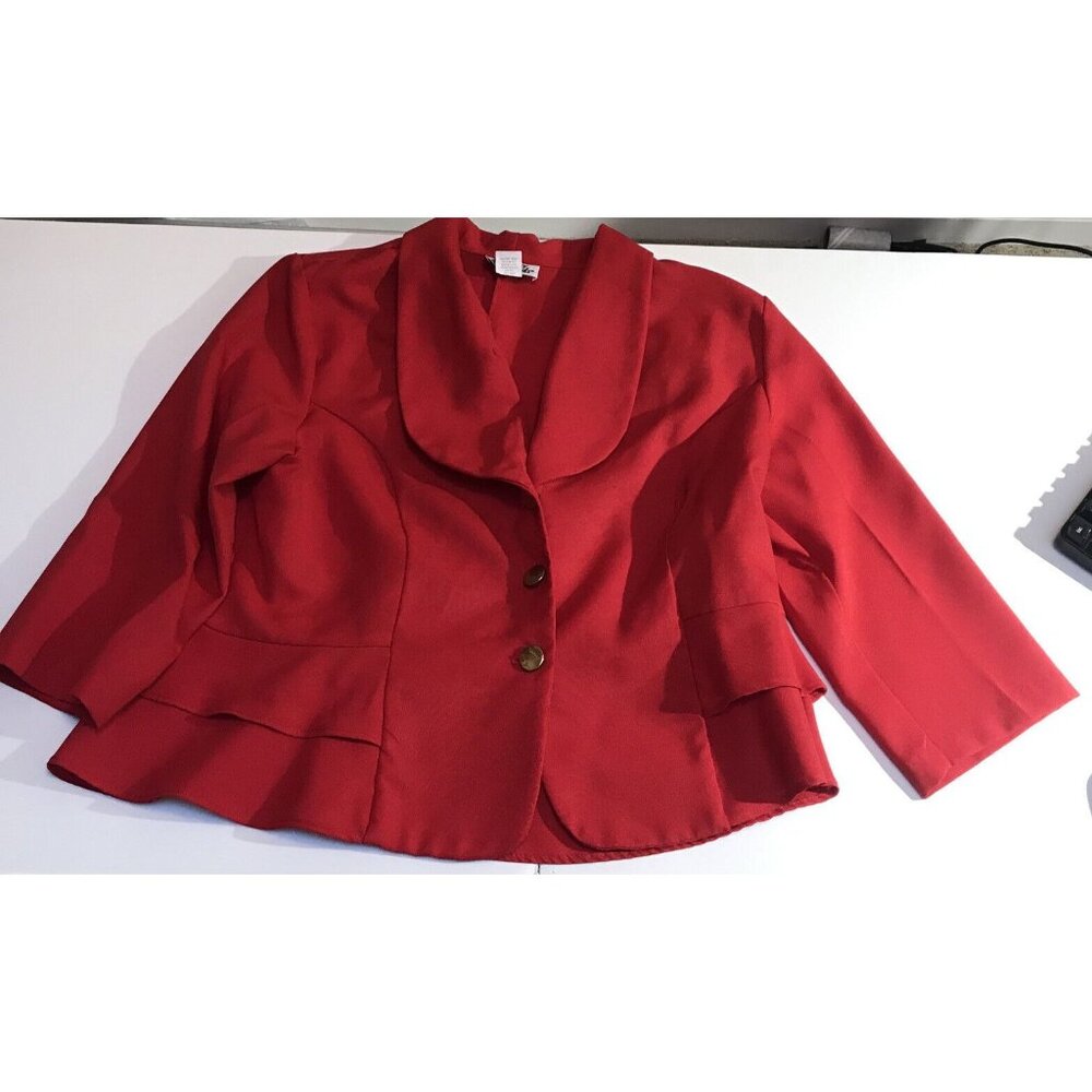 Anthony Richards size 16 padded shoulders light weight blazer red 100% ￼Pol